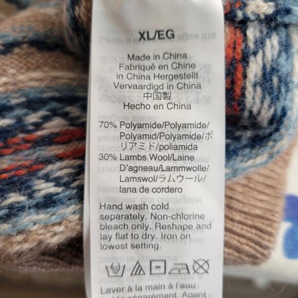 J.Crew Wool Blend Sweater Womens XL Multicolor Fair Isle Crewneck Warm Layer - Picture 7 of 8